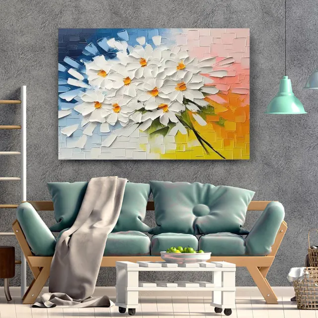 Handmade Oil Painting Canvas Wall Art Decoration 3D Color Palette Knife Thick Oil Flower Modern Abstract For Home Living Room Decor Rolled Frameles... Without Inner Frame - Shop at LoveMi
