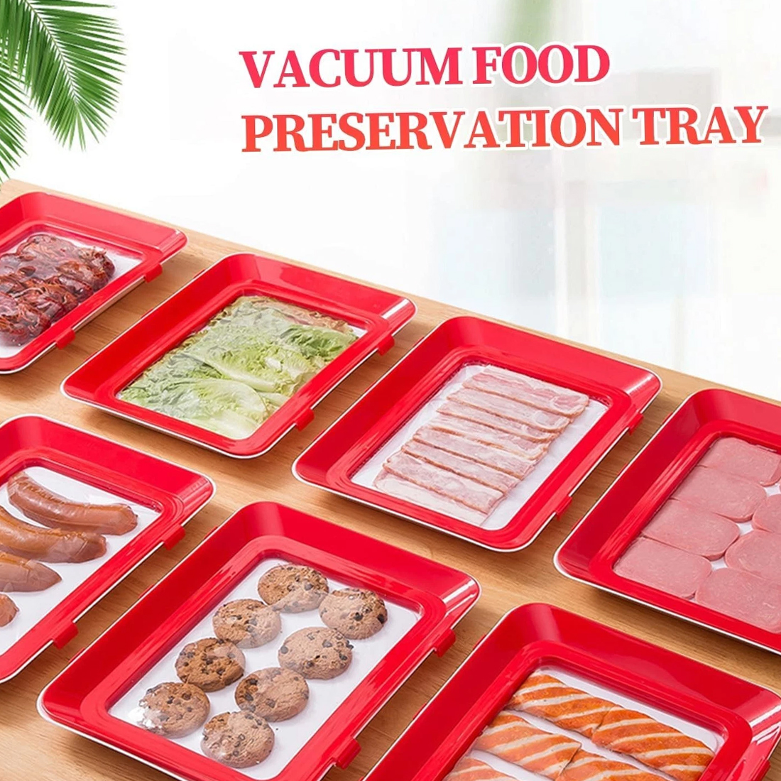 6Pc Stretch Fresh Storage Tray Vacuum Reusable And Stackable Food UK New — image 7