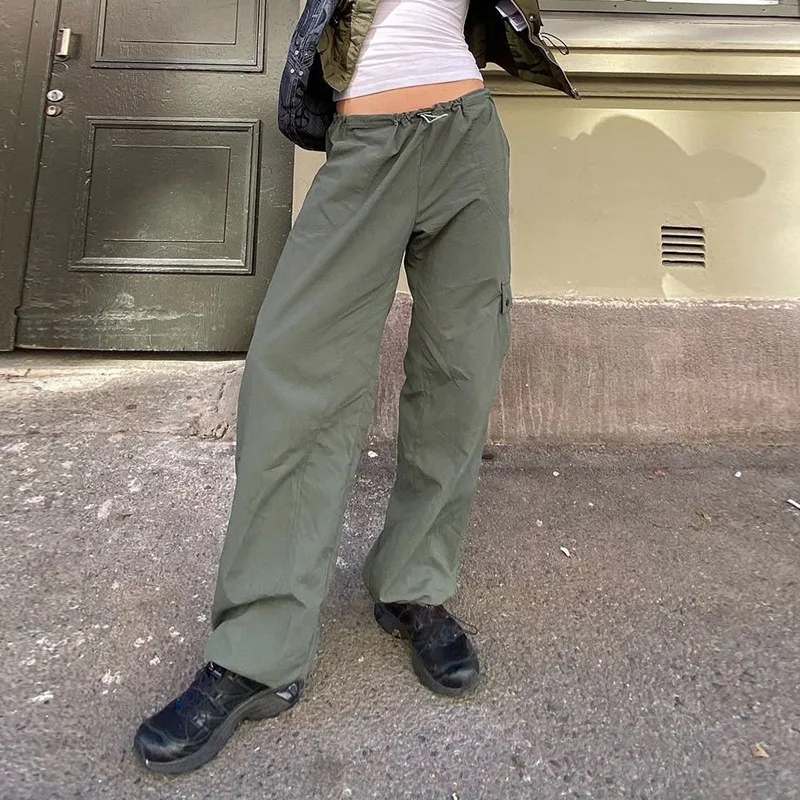 Ladies' New All-match Solid Color Loose Straight Wide Leg Pants - Army Green