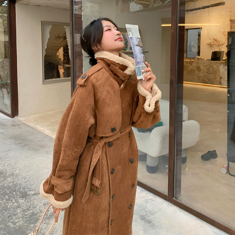 Long Fur Plus Velvet Thick Suede Locomotive Cotton Jacket