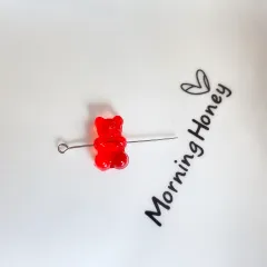Acrylic Resin Transparent Colour Bear Beaded DIY Jewellery Accessories - Red - View 1