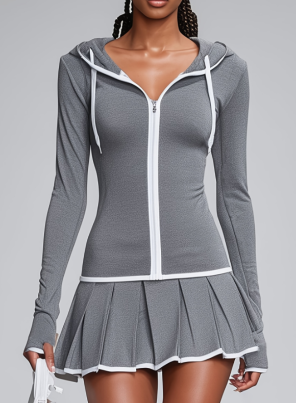 Color Blocking Hooded Sports Suit
