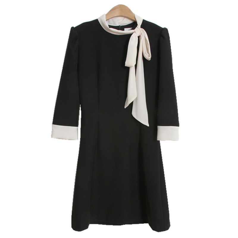 Summer Ladies Slim Fit Half sleeve Contrasting Little Black Dress Black - Shop at LoveMi