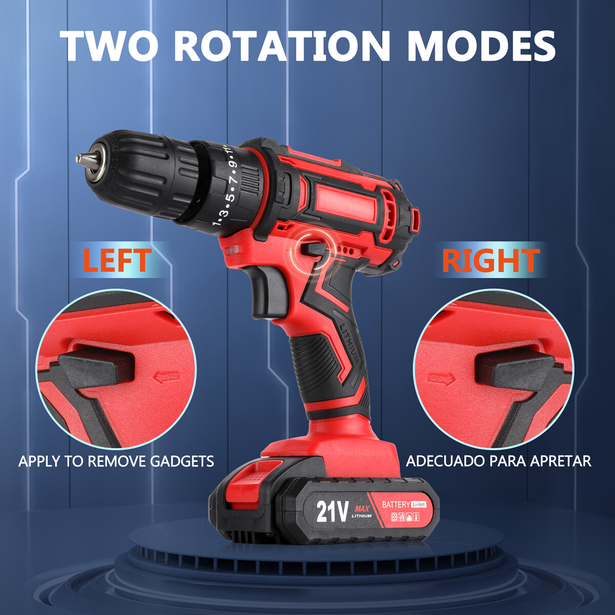21V Cordless Hammer Drill Set Electric Impact Driver Screwdriver - 2 Battery 3