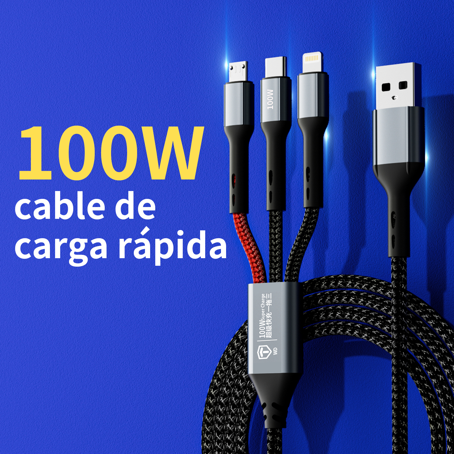 L302 3-in-1 Cable PD 1M Black UWINN