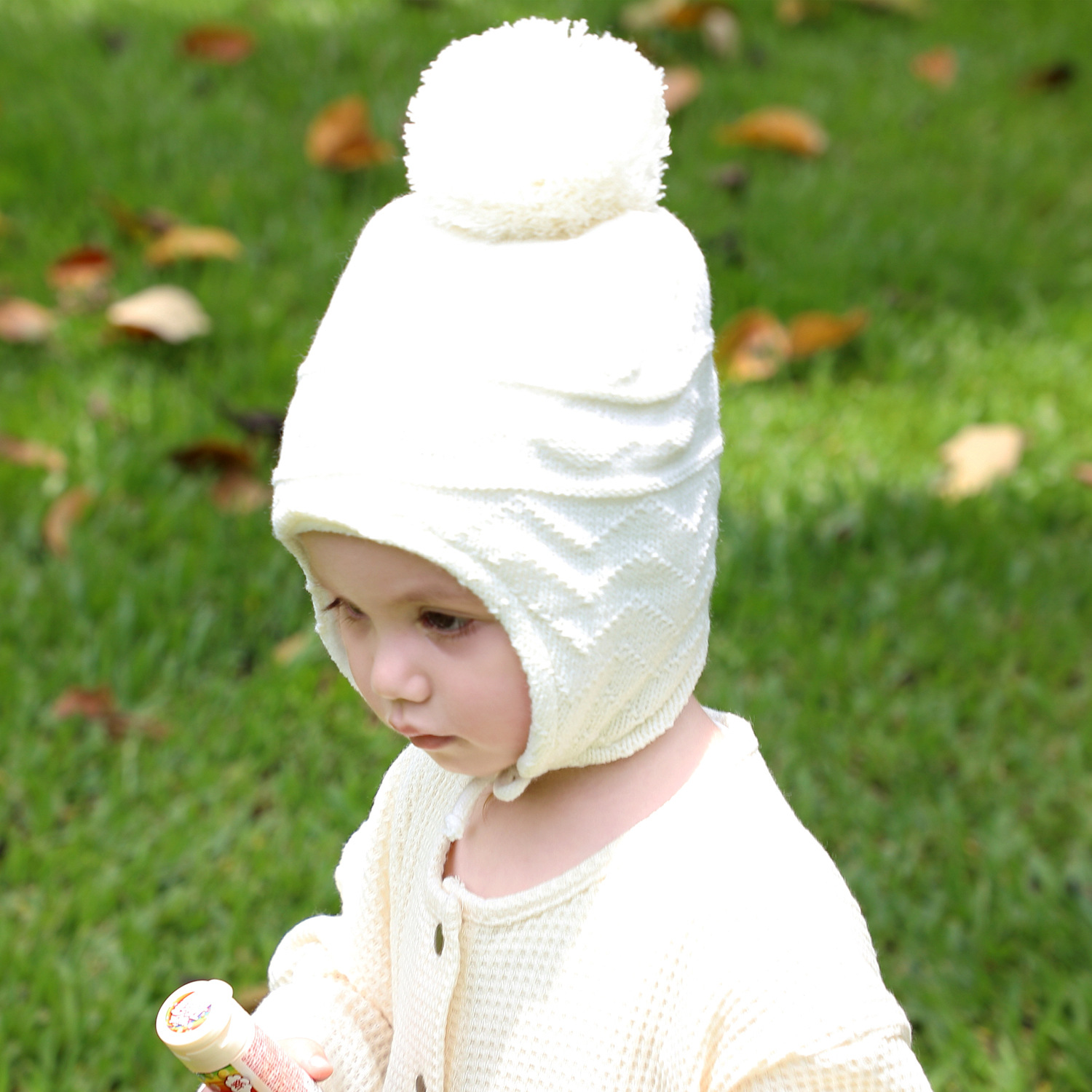 New Warm Solid Color Wool Children's Ear Guards Gloves Set