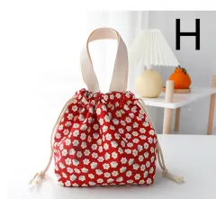 Canvas Handbag Women's Lunch Box Lunch Box Drawstring Cloth Handbag - H - View 1