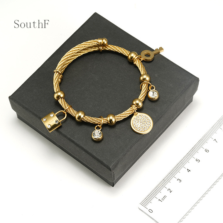 South America Greece Love Lock Stainless Steel Bracelet