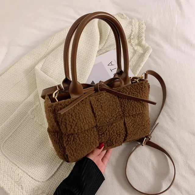 Plush All match Messenger Bag Fashion One shoulder Western Style Brown - Shop at LoveMi