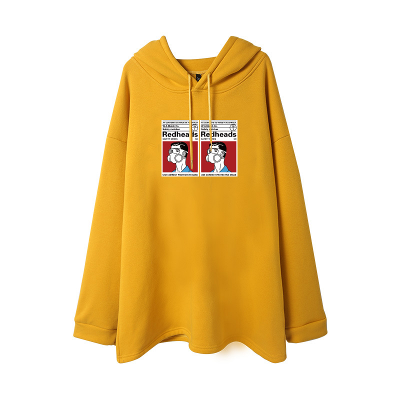 Title 6, Hooded mid-length plus fleece sweater women thick