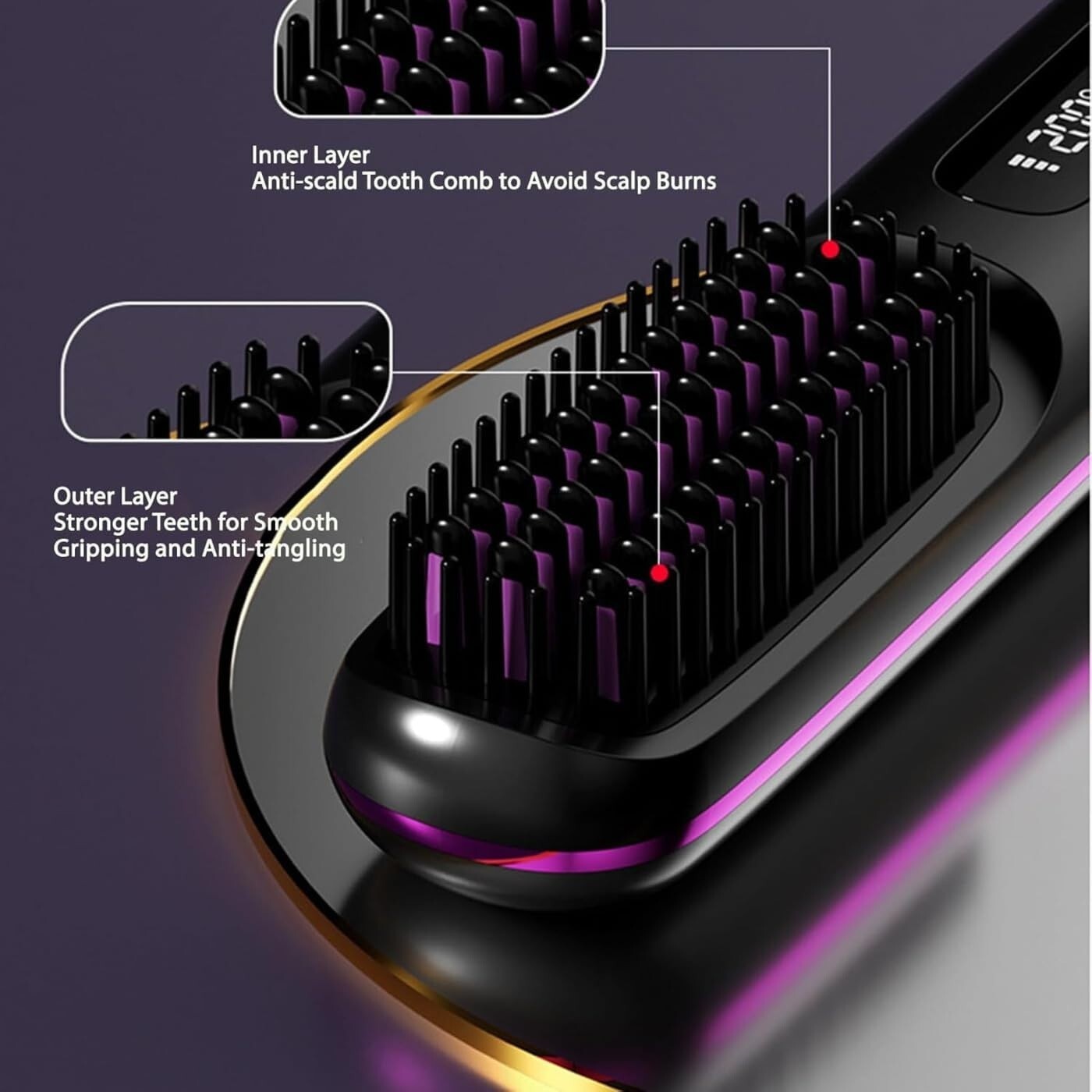 Portable Hair Straightener Brush Antiscald Hair Cordless Hair Straightener Brush 11