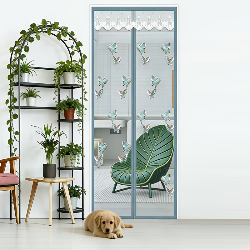 Durable Mosquito Mesh Door, Butterfly Embroidery, Magnetic Auto-Close, Thick Net, Self-Adhesive, Easy Install, Bedroom, Kitchen, Living Room, Balcony — foto 11