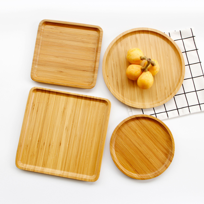 Title 9, Bamboo square round tray dinner plate