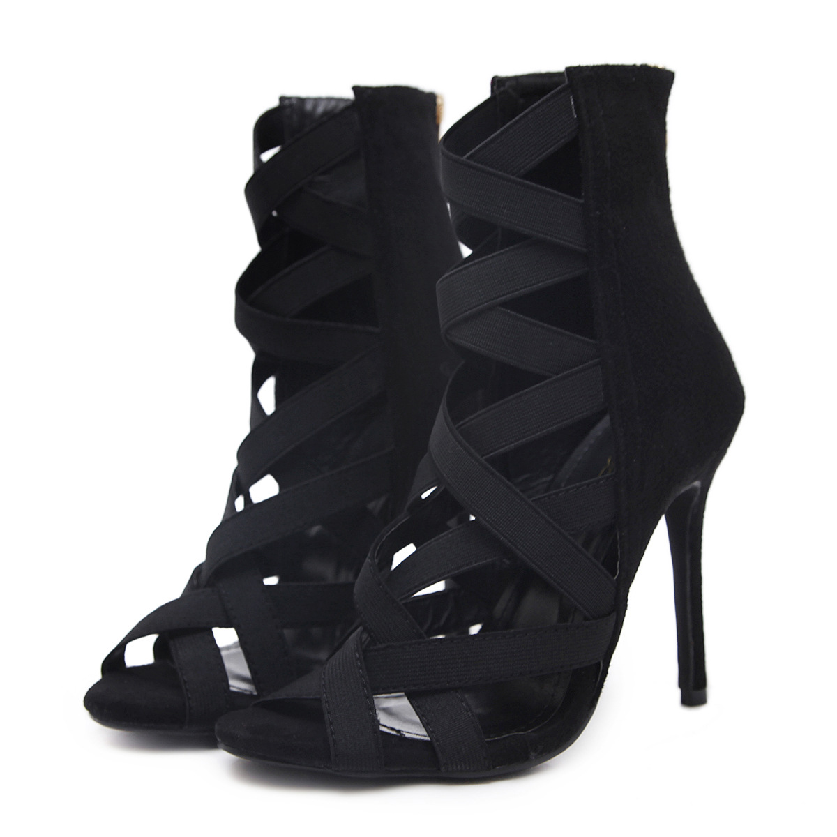 Hollow Fish Mouth Boots Roman Cross High Heels