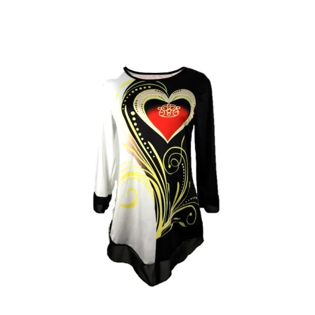 Round Neck Loose Blouse With Irregular Print Hem - Shop at LoveMi