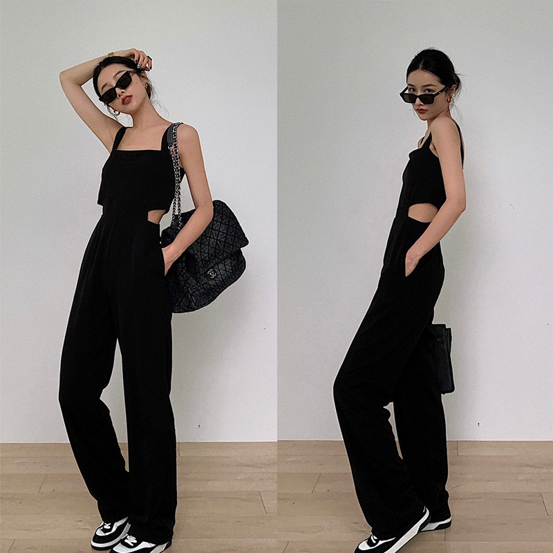 Fashion Casual Suspenders One-piece Wide-leg Pants