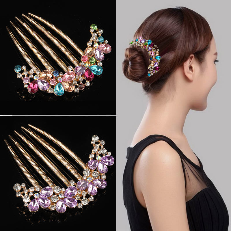 Alloy Water Drill Comb Comb Palace Style Women's Five-tooth Comb