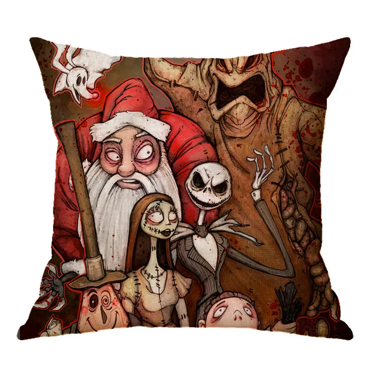 Linen Skull Halloween Pillow Cover – image 3