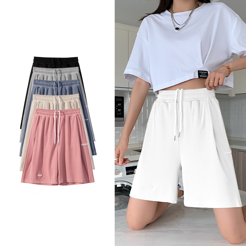 Sports Pants High Waist Casual Wide-leg Pants Women's Trousers Five Points