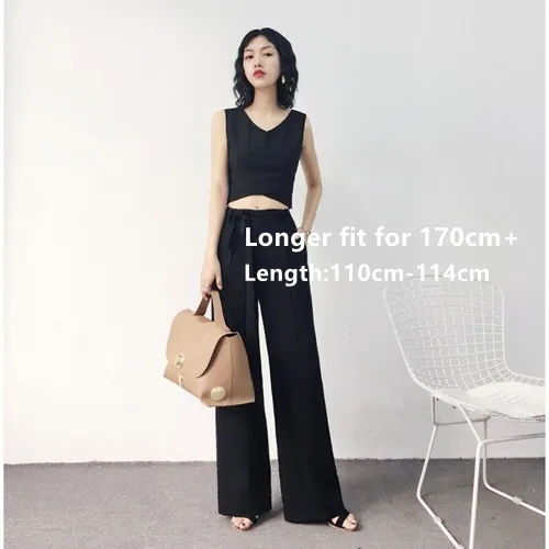 Autumn Wide Leg Pants Women Elastic Waist Pants El Longer Khaki - Shop at LoveMi
