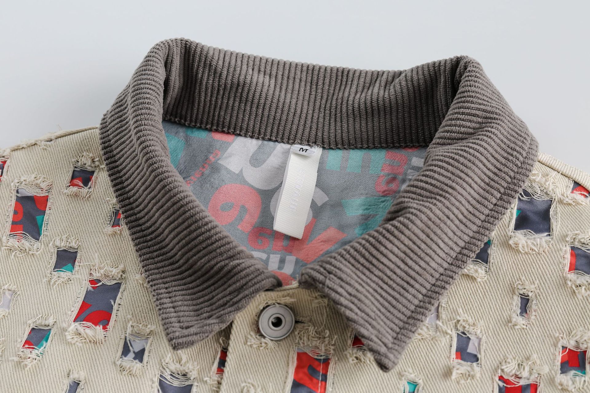 American Retro Tattered Jeans Stitching Shirt Coat