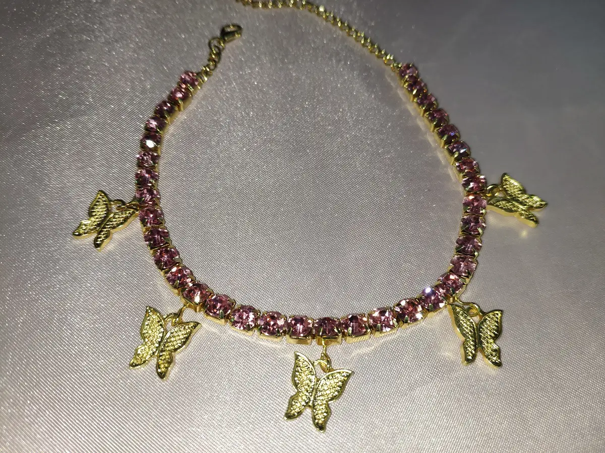 Cross-border Creative Rhinestone Small Butterfly Pendant Anklet Women