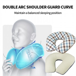 Inflatable U Shaped Travel Neck Pillow Portable Car Flight Head Rest Cushion AF8249-grey-700175