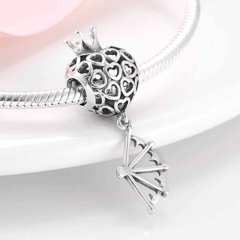 S925 Sterling Silver Sterling Silver Beads Valentine's Day Heart String Bracelet Diy Accessories