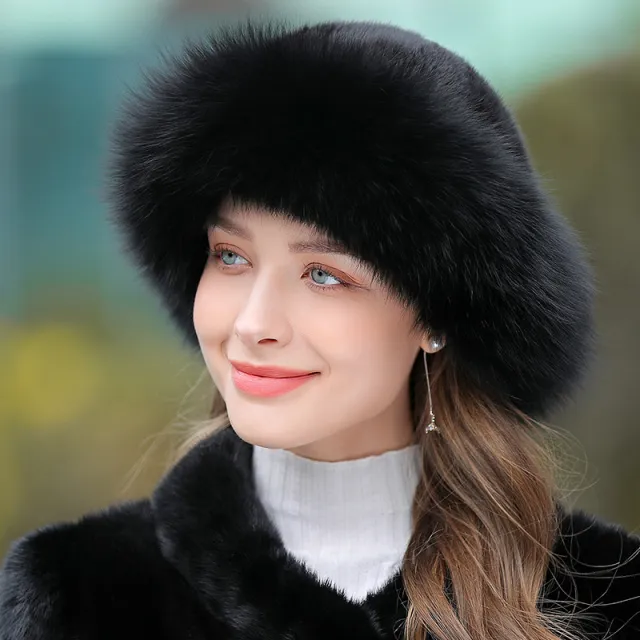 Women's Outdoor Warm Fur Hat In Winter Black - Shop at LoveMi