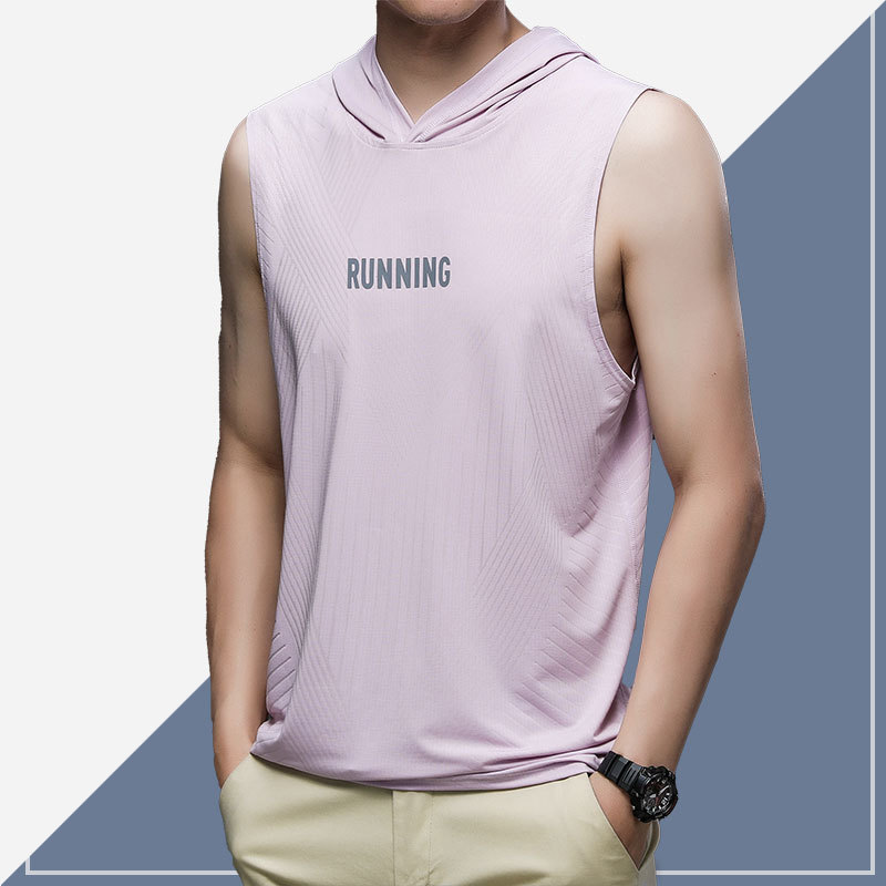 Men's Hooded Fitness Running Vest Sleeveless T-shirt