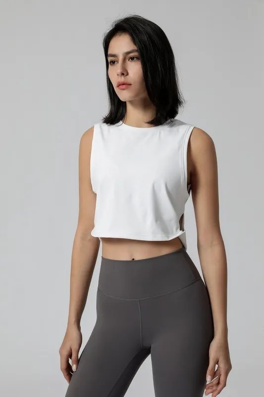 Loose Sports Vest Women's Yoga Fitness Vest Running Sports T shirt White - Shop at LoveMi