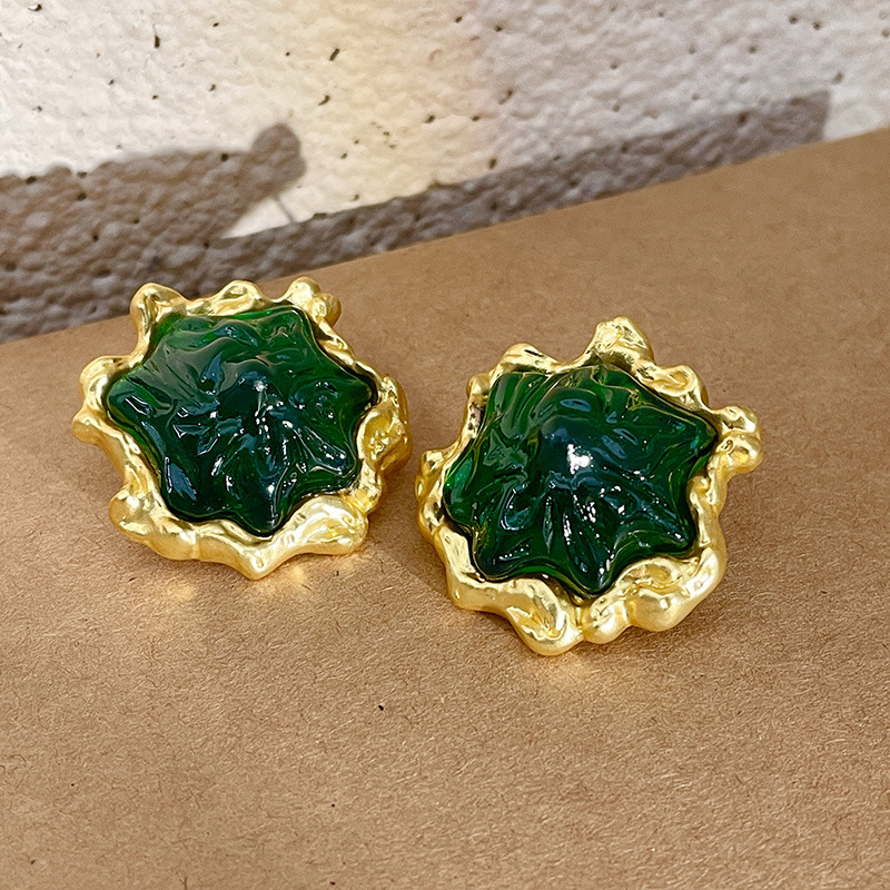 Title 6, Retro Debutante Style Green Ear Studs Earrings