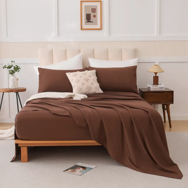 Four piece Bed Set, Q Brown - Shop at LoveMi