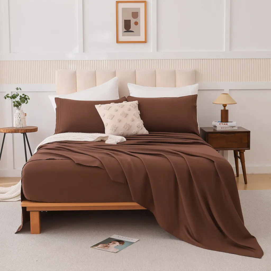 Four-piece Bed Set, Q - Brown