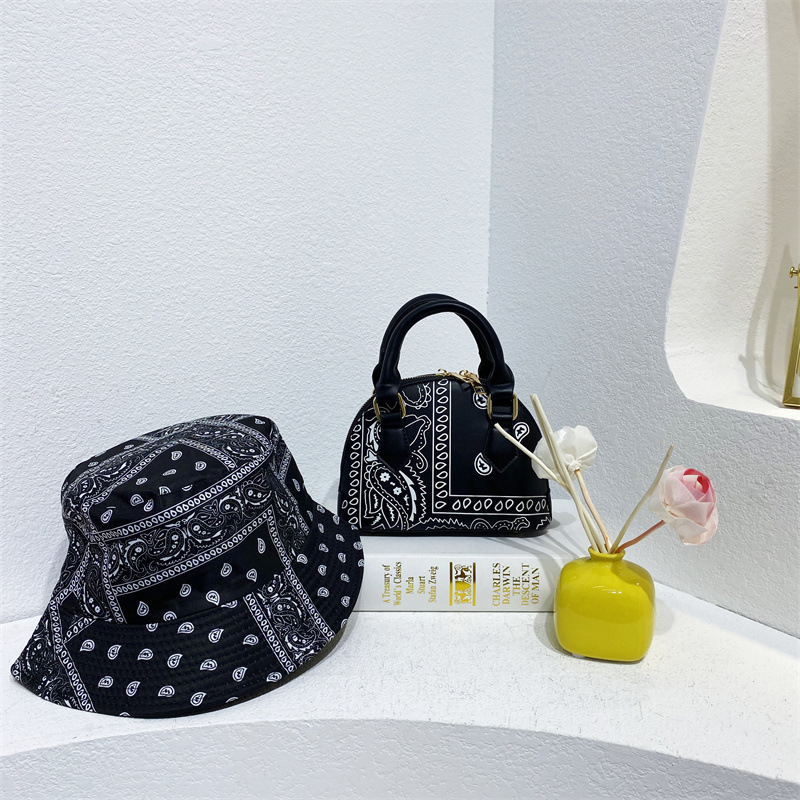 Cashew Flower Fisherman's Hat Shell Handbag Set