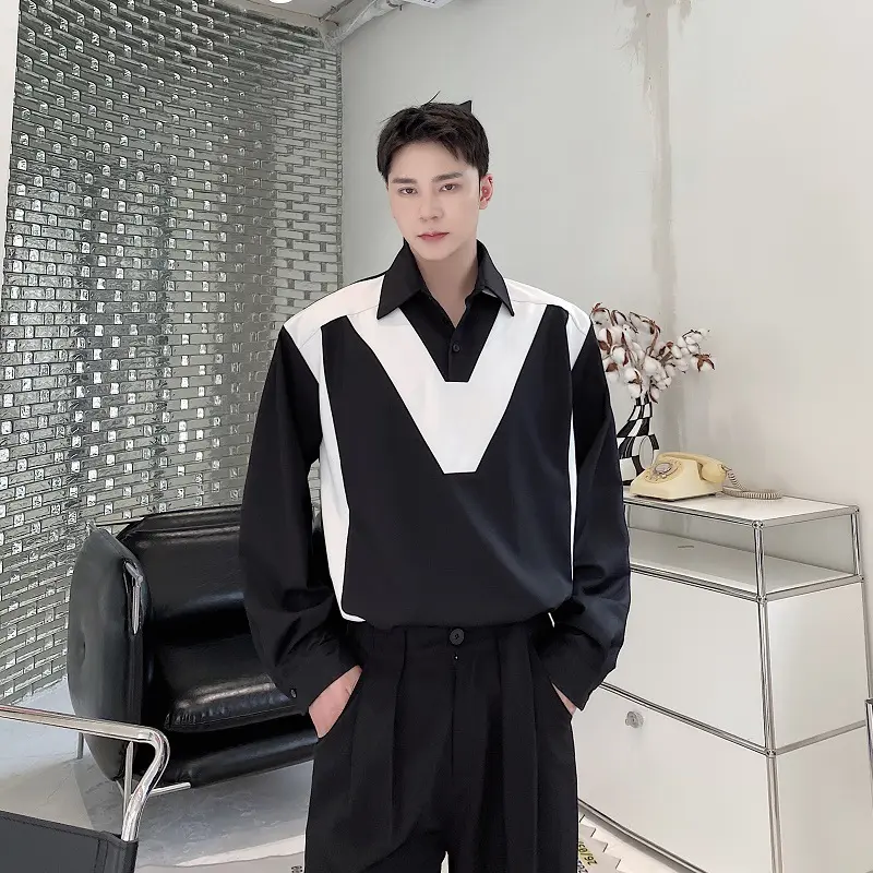 Black And White Color Matching Temperament Pullover