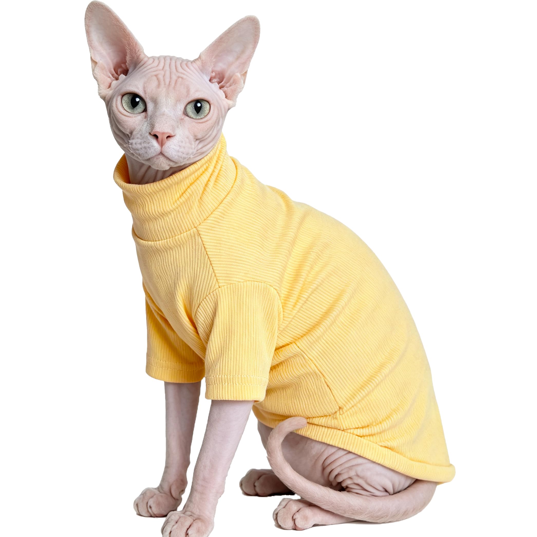 Sphynx Cats Clothes Hairless Cats Shirt Turtleneck Sphynx Clothes Kitten Sweater T-Shirts With Sleeves Pet Pajamas For Cornish Rex Devon Rex Peterbald,Wine