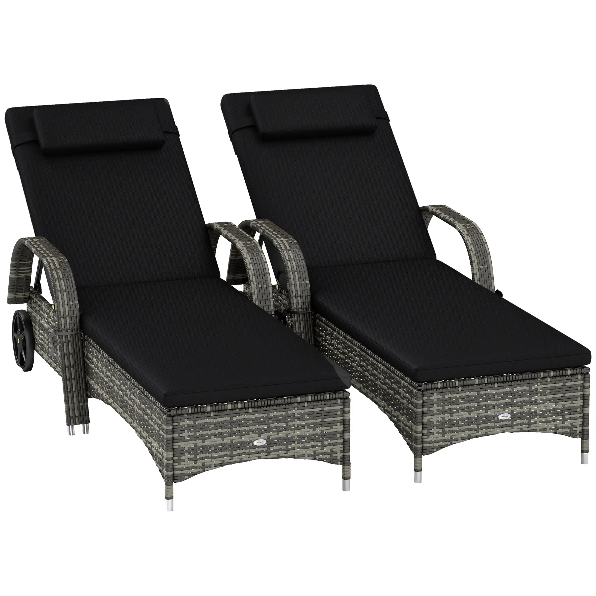 2 Reclining Chaise Lounge Chairs, Rolling Outdoor