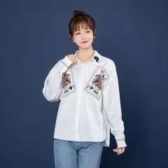 Cardigan Black Plum Embroidered Outline Shirt - Plum K - View 1