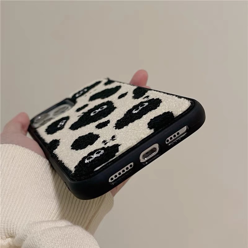 Title 2, Plush Embroidery Cute Briquettes Phone Case