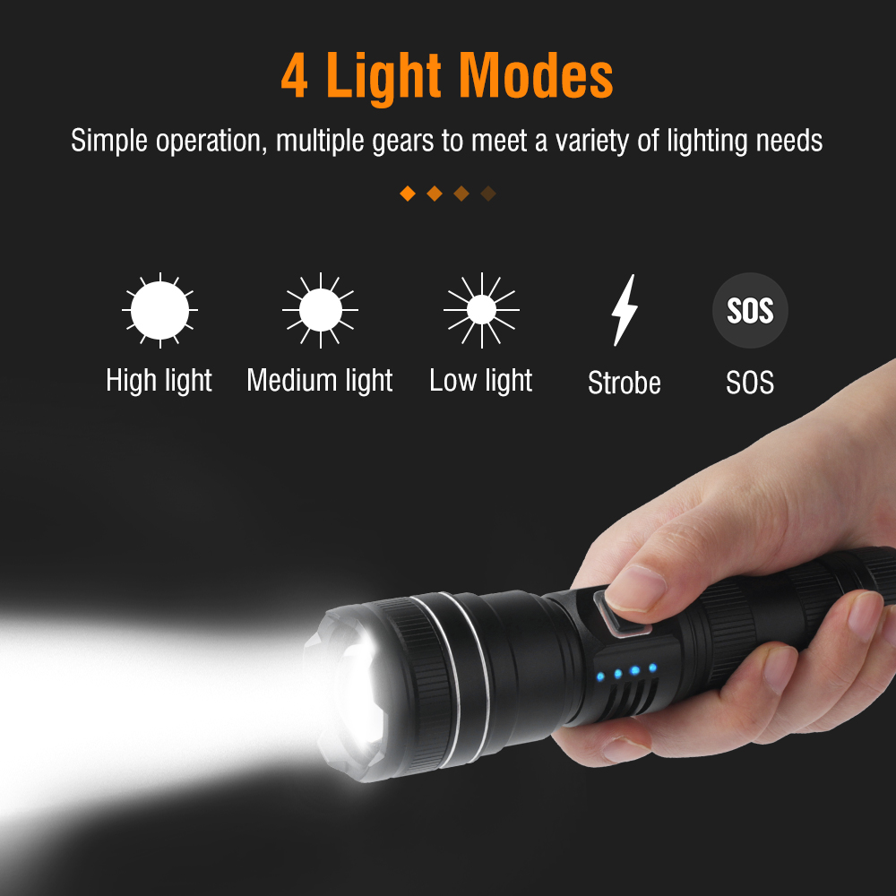 Super Bright 200000LM Torch Led Flashlight USB Rechargeable Zoom Tactical Light — image 3