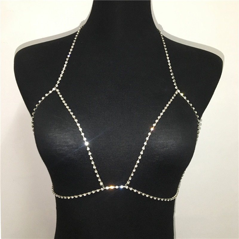 Fashion Rhinestone Halter Necklace, Trendy Crystal Body Chain & Bra Chain, Sexy... 6