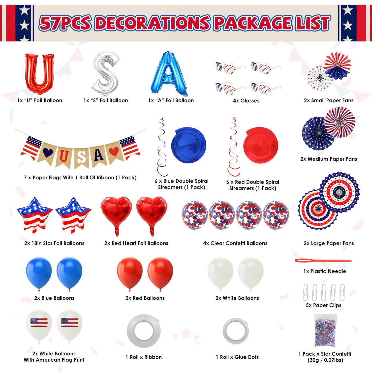 4th Of July Decorations Set, Patriotic Party