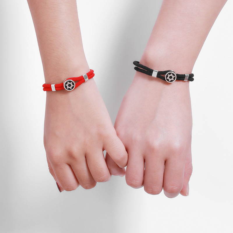 Sterling Silver Six-pointed Star Bracelet For Men And Women