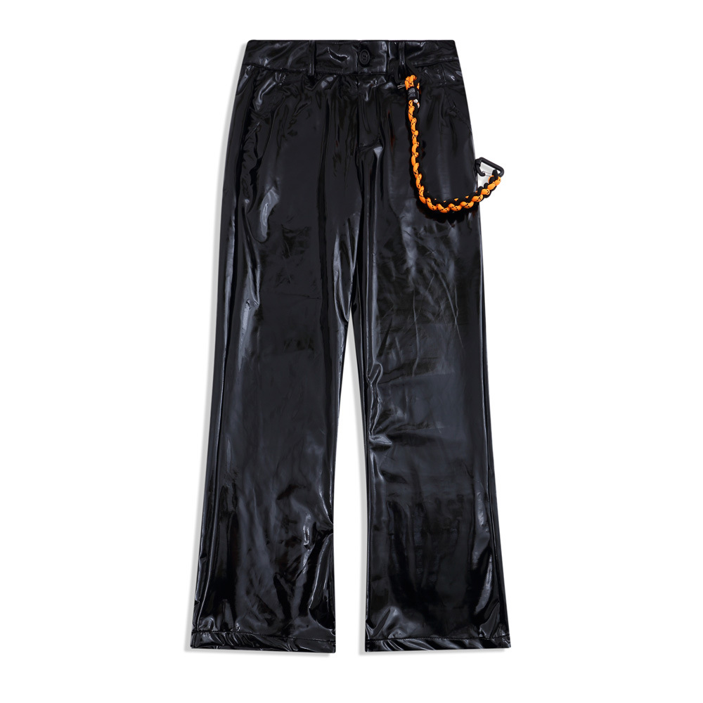 Title 1, PU heren casual broek los recht met lanyard dec...