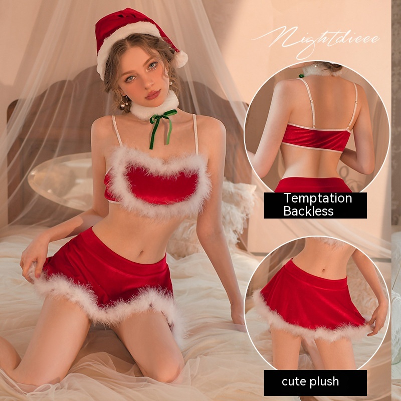 Title 4, Womens Fashion Love Plush Christmas Uniform Suit