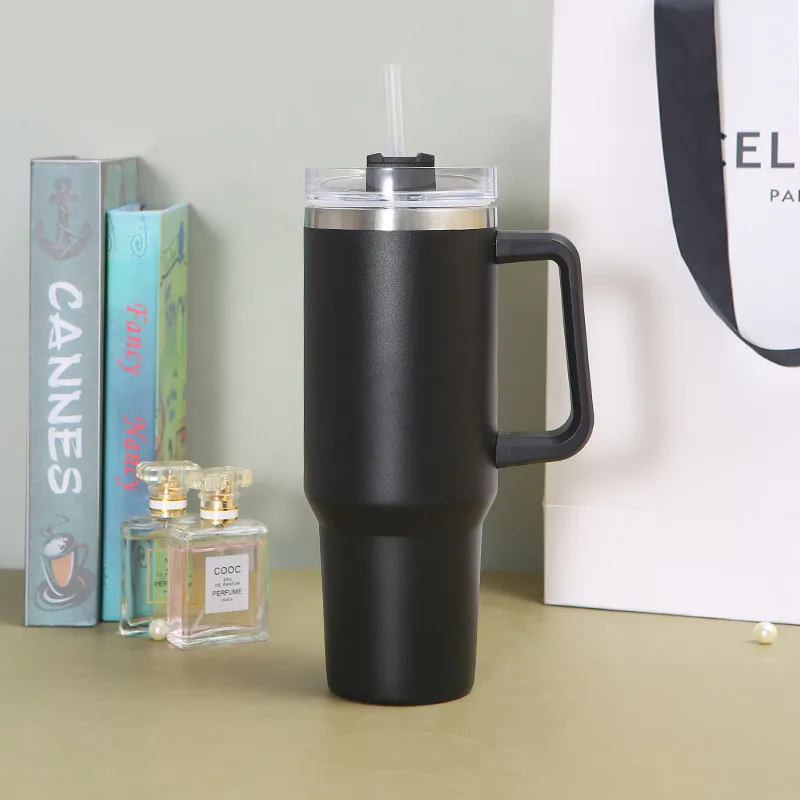 Stainless Steel Insulated Cup 40oz Straw Bingba - Black