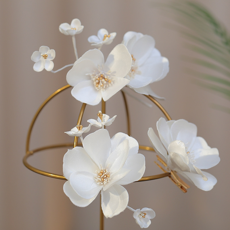Original French Three-dimensional White Flower Headband