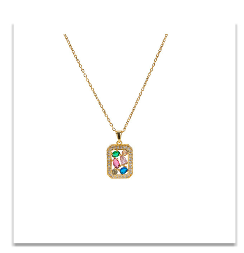 Title 3, Retro Romantic Colorful Zircon Pendant Necklace...