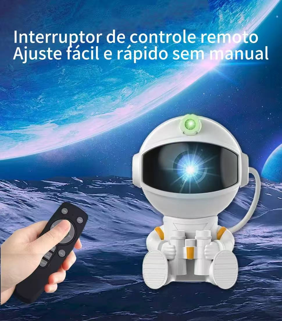 Children's Astronaut LED Projector Lamp With Telescope, White